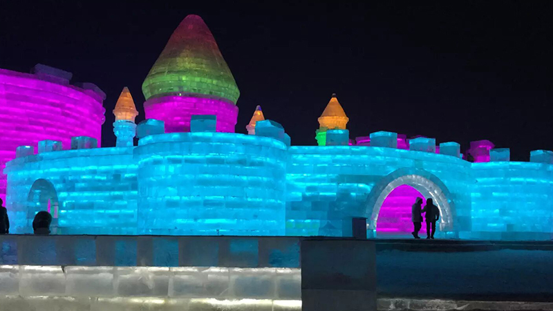 An ice castle in Harbin Ice and Snow World