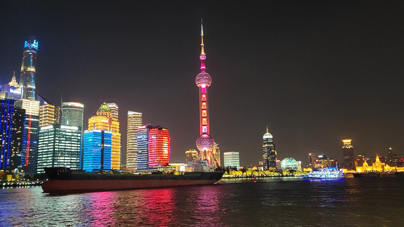 Take a night cruise on Huangpu River