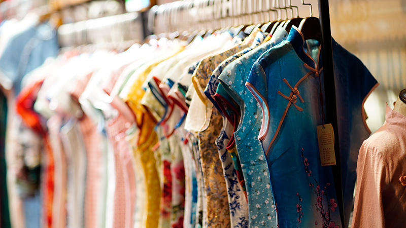 Qipao in a store in Yuyuan Bazaar