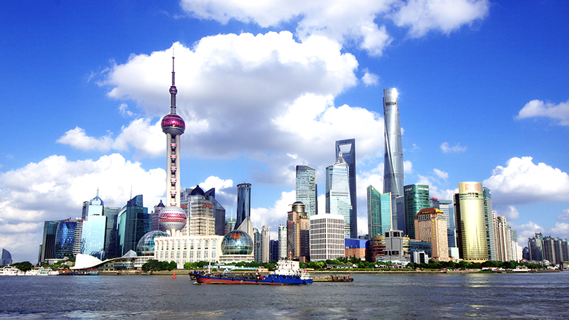 The skyline of Shanghai skyscrapers