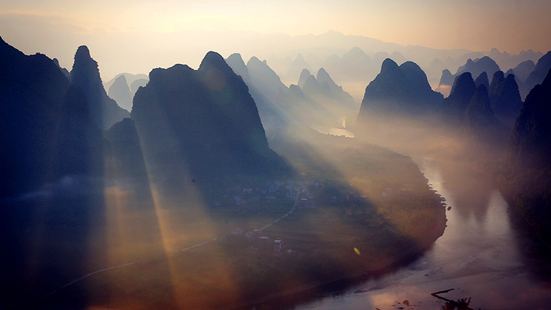 Beautiful sunrise view at Xianggong Mountain