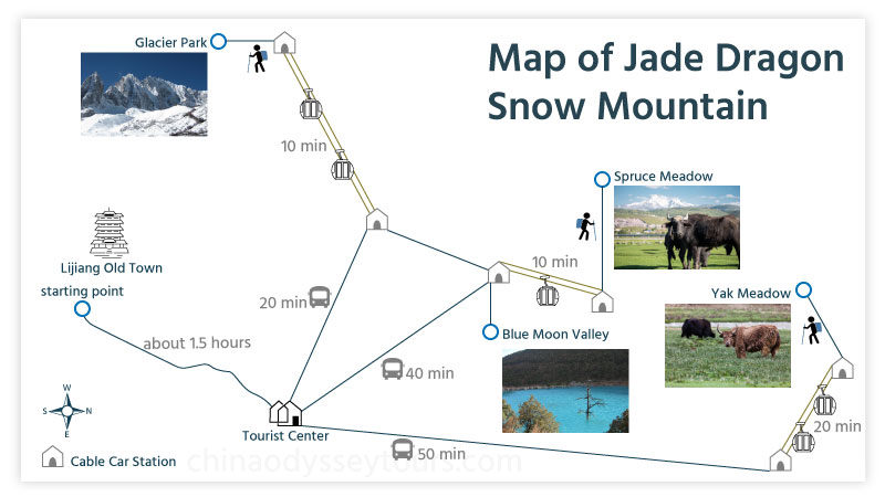 Hiking map of Yulong Snow Mountain