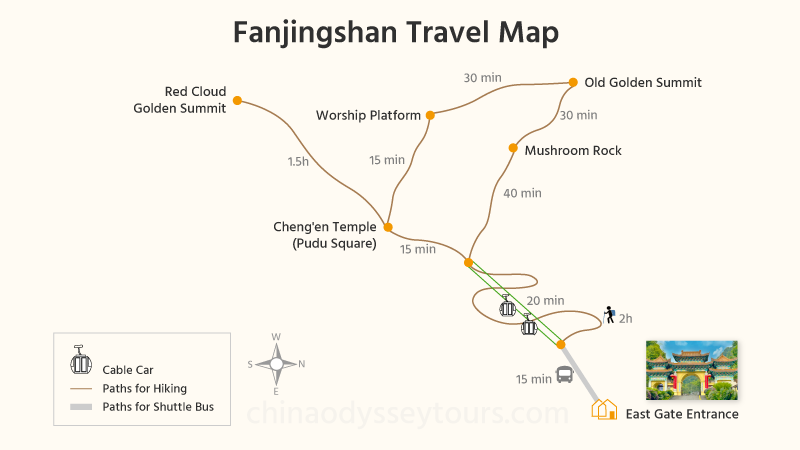 Map of hiking on Fanjingshan
